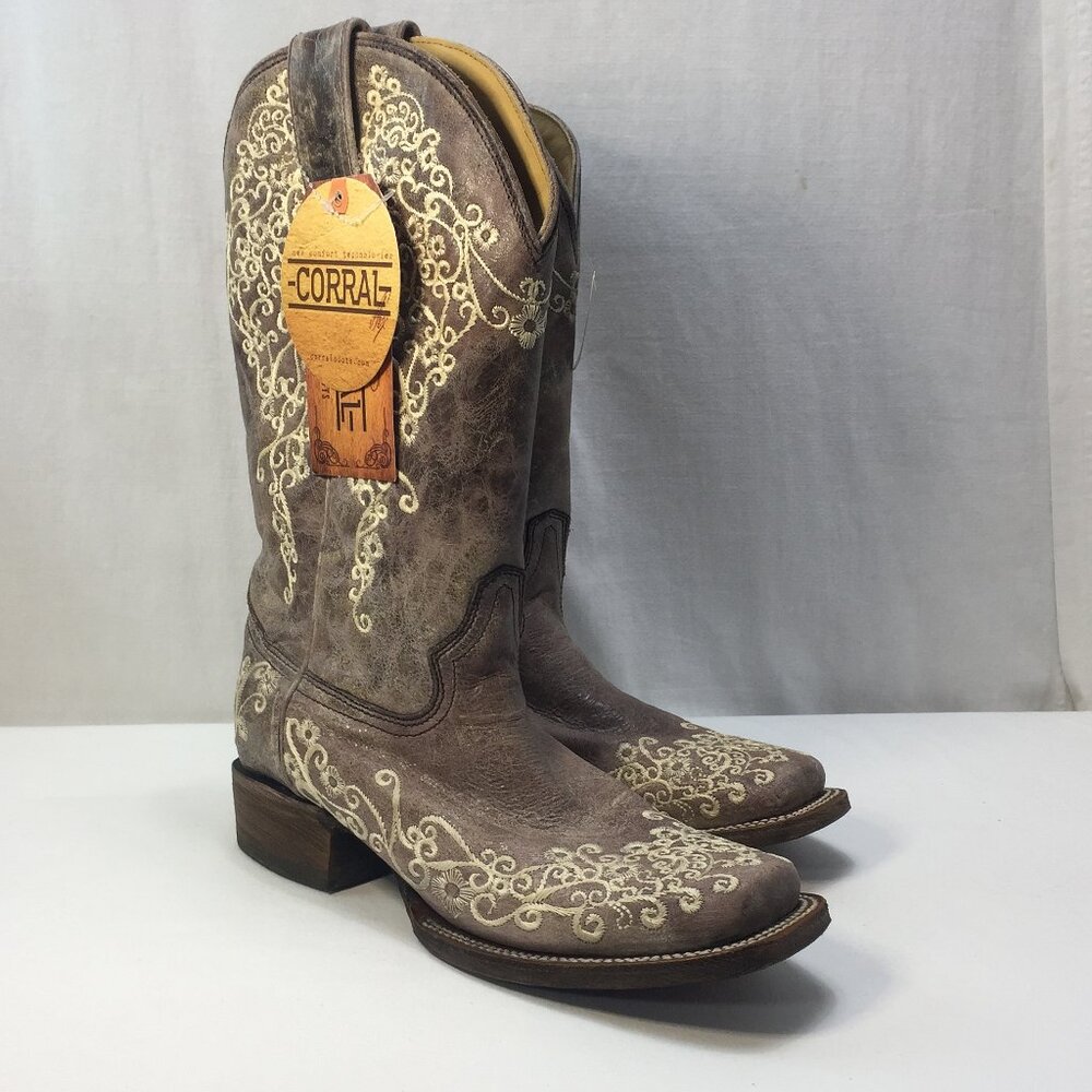 Corral Womens Brown Embroidered Western Cowgirl Boots Size 9B